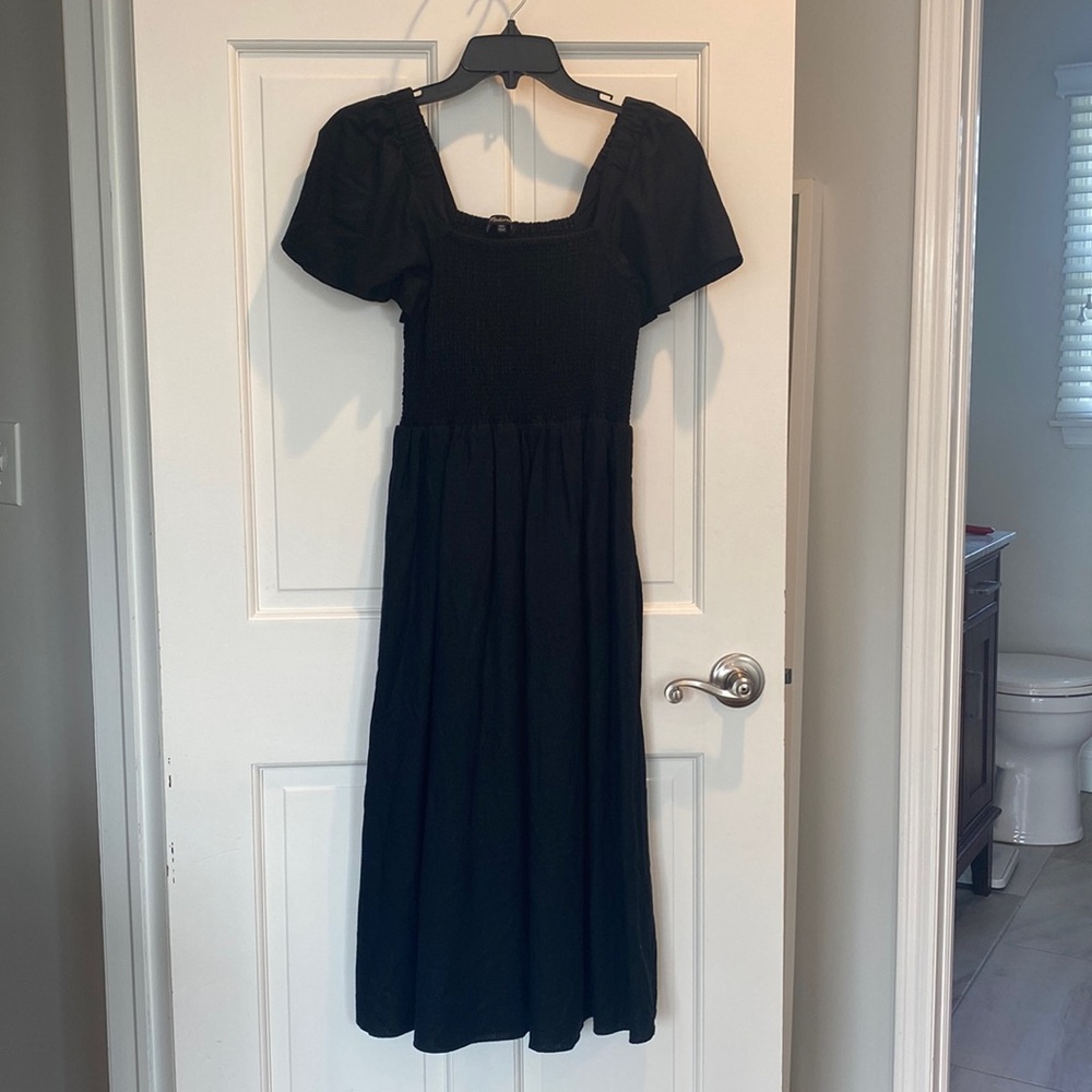 Madewell Linen Lucie Smocked Midi dress